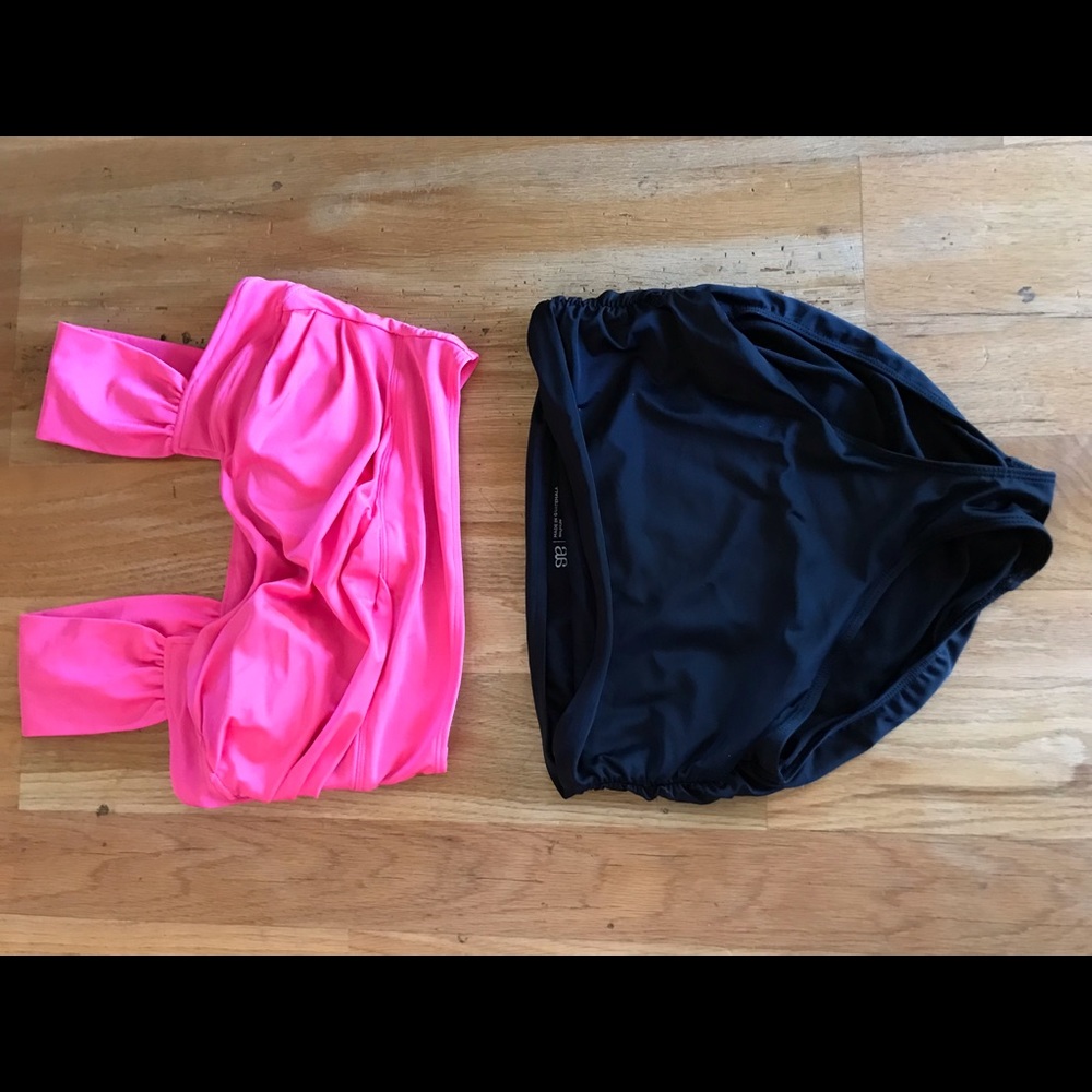 Albion crop top neon pink and high waist black bottoms